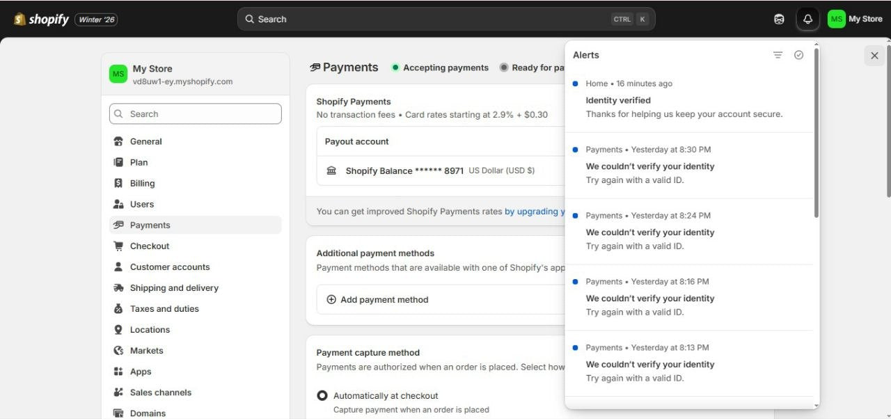 Verified Shopify Payments Account – Ready to Use