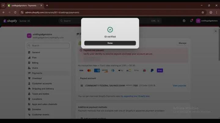 Verified Shopify Payments Account – Ready to Use